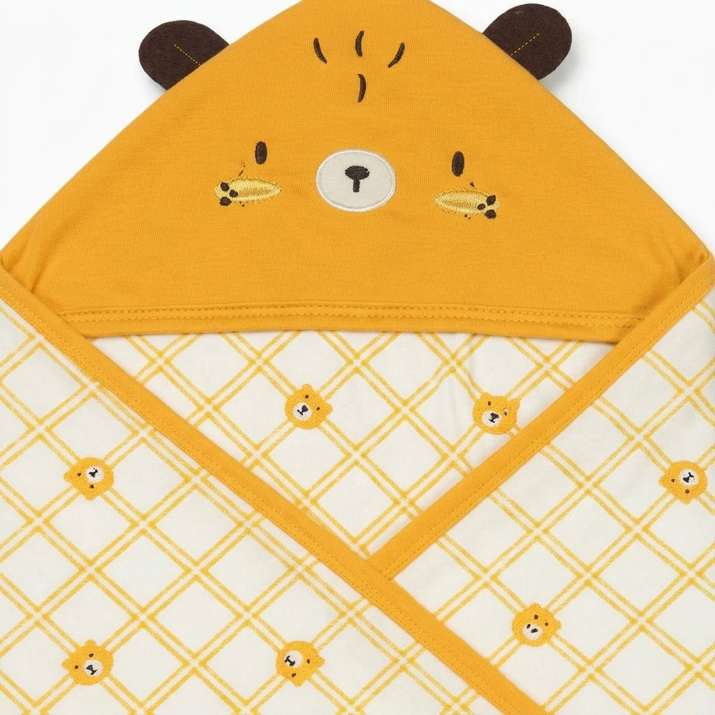 BABY WRAPPING SHEET MUSTARD BEAR YELLOW
