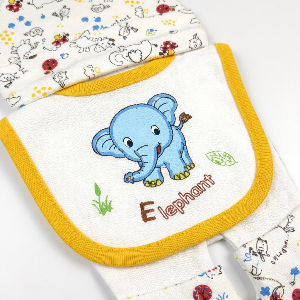 BABY CAP SET 3PCS ELEPHANT YELLOW