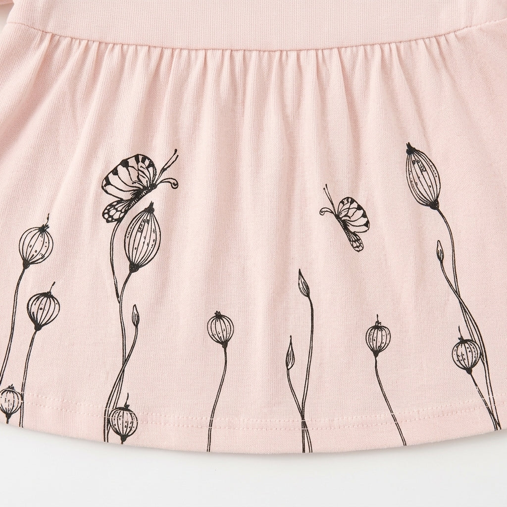 Imported Baby Girls Cotton Frock & Shorts - Pink Butterfly