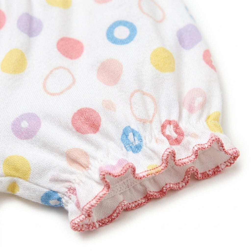 IMPORTED 100% COTTON SUMMER GIRL HALF SLEEVE SUIT SWAN FLORAL PRINT (WHITE & PINK)