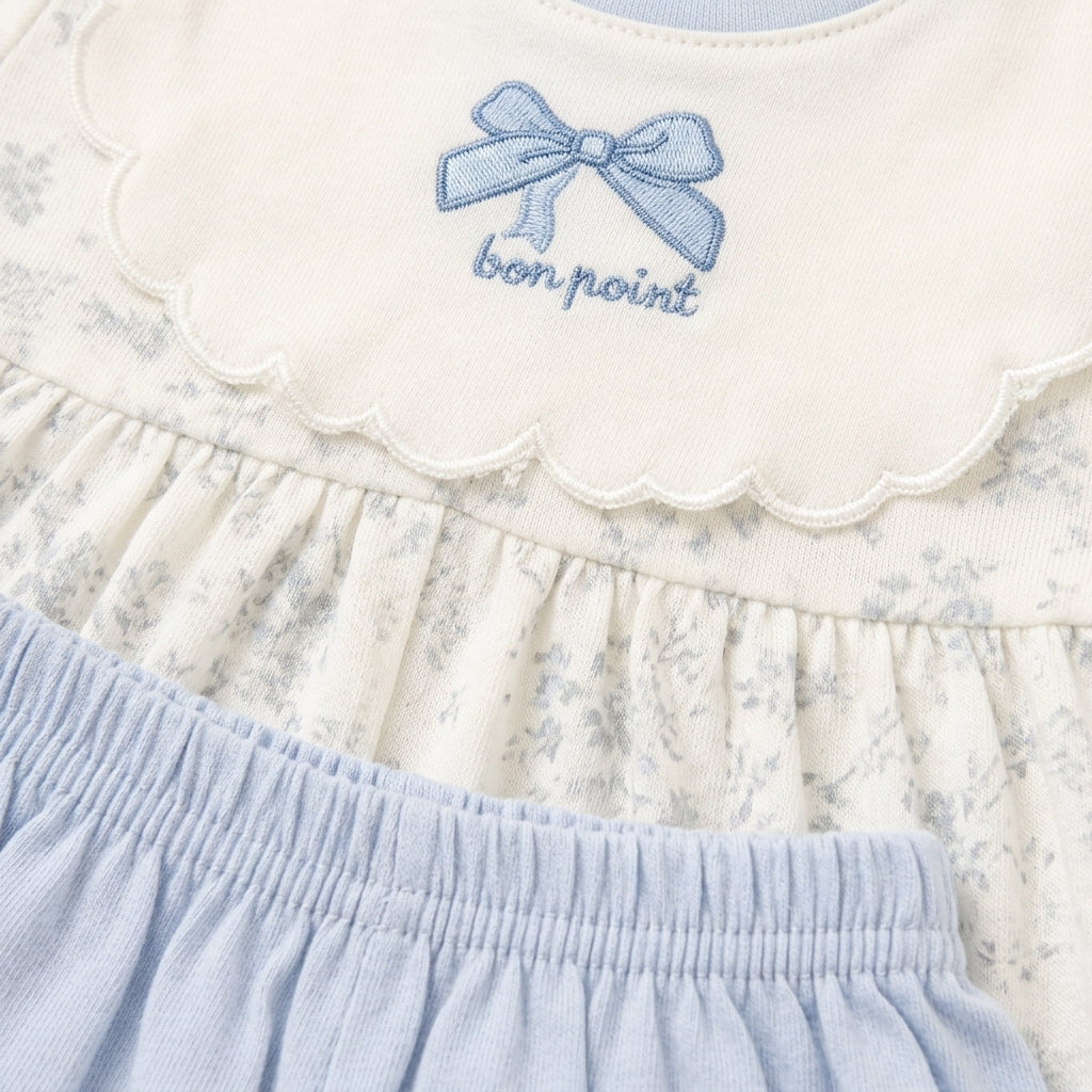 IMPORTED PREMIUM BABY GIRLS SOFT SUMMER SET WHITE FLORAL FROCK STYLE TOP & BLOOMER
