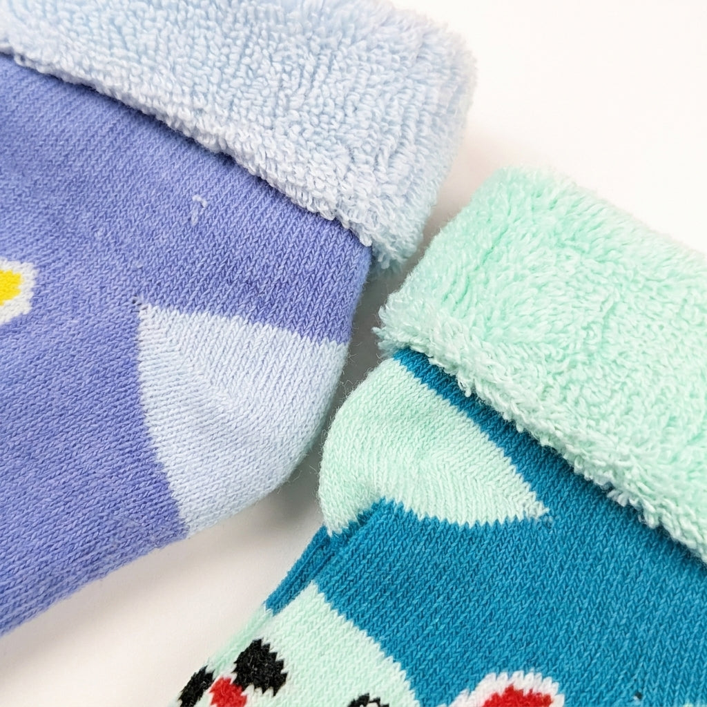 2 PACK TERRY COTTON SOCKS BLUE & TEAL MINT GREEN (1-2 YEARS)