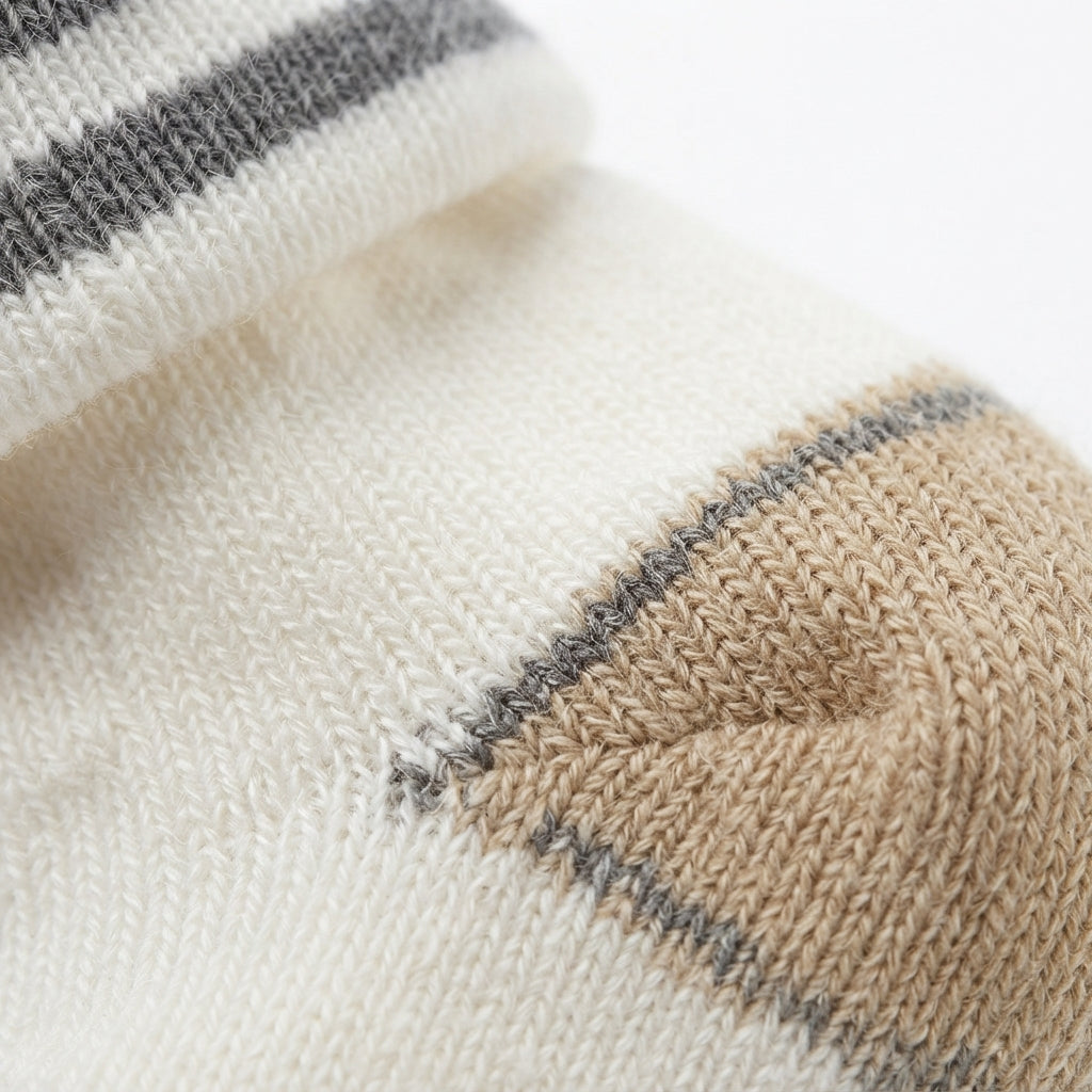 BABY STRIPED COTTON SOCKS PACK OF 2 (GREY & SKIN WHITE)(0-3M)