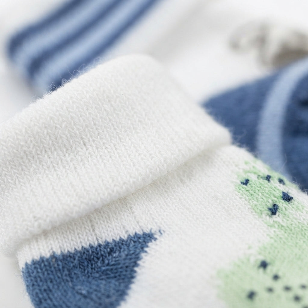 PACK OF 3 COTTON SOCKS-CHOO CHOO TRAIN, DOG & ARGYLE PRINTED (0-12M)