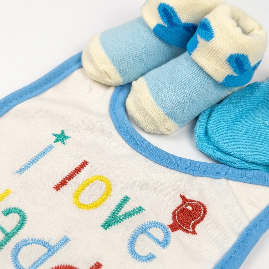 BABY BIB SET 3PCS SET I LOVE DADDY BLUE CARTERS