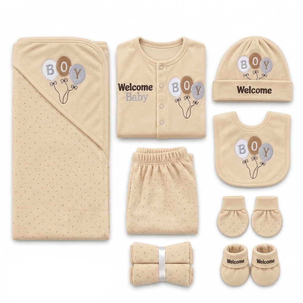 NEWBORN BABY 11 PCS BLOR WELCOME BABY STARTER SET – BROWN