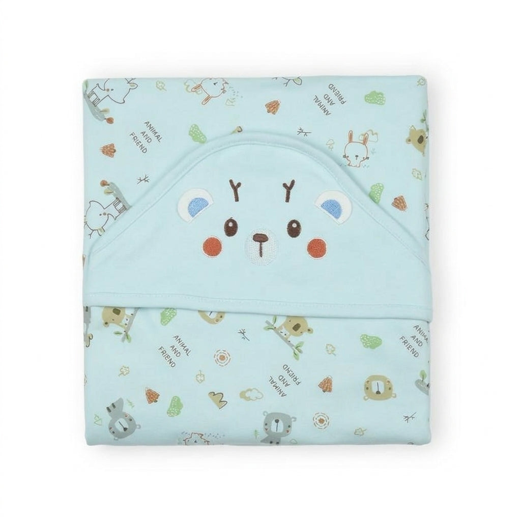 Wrapping Sheet - Thailand Cotton Bear, Blue | Mami Baby