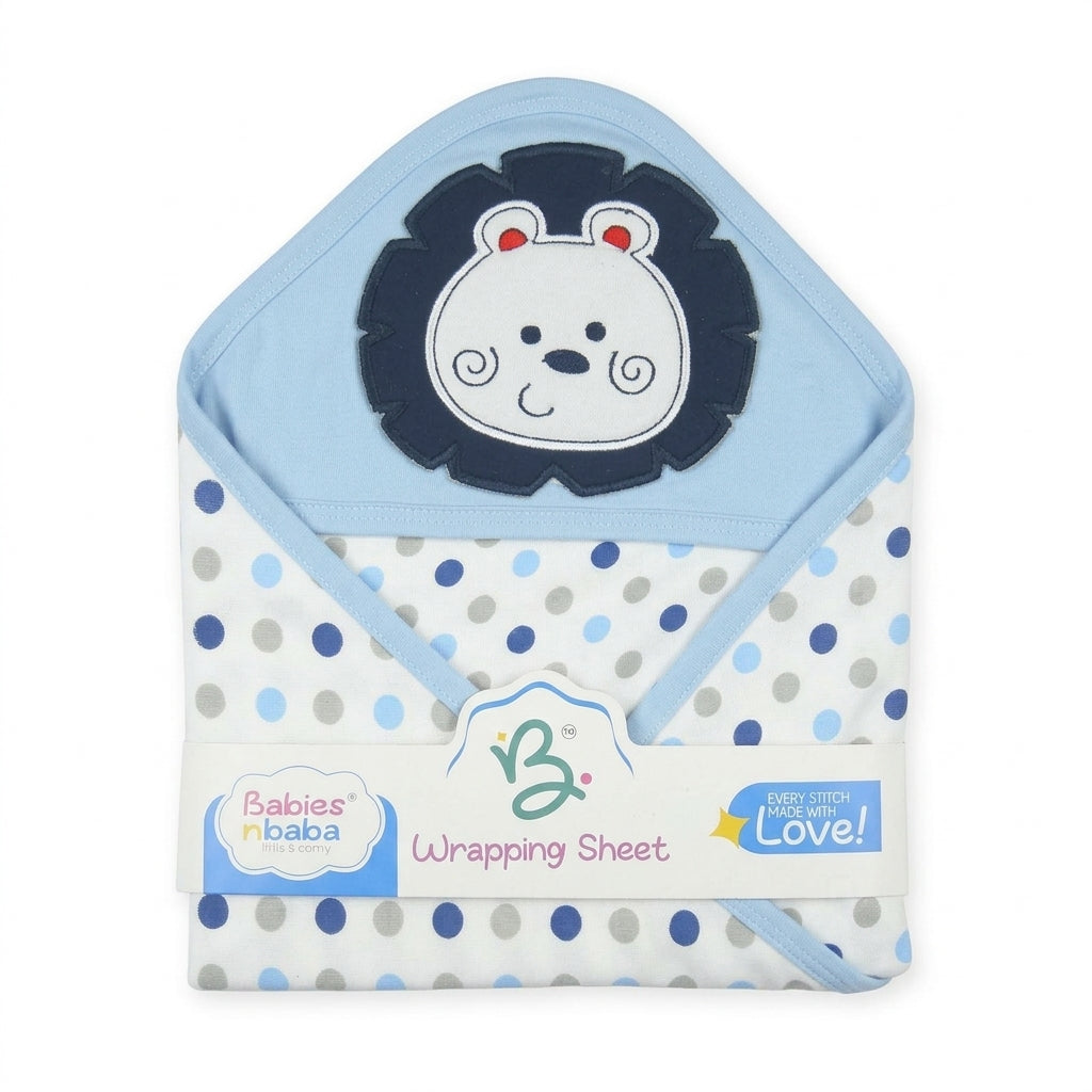 BABY WRAPPING SHEET LION DOTED BLUE