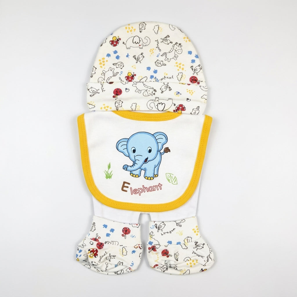 BABY CAP SET 3PCS ELEPHANT YELLOW