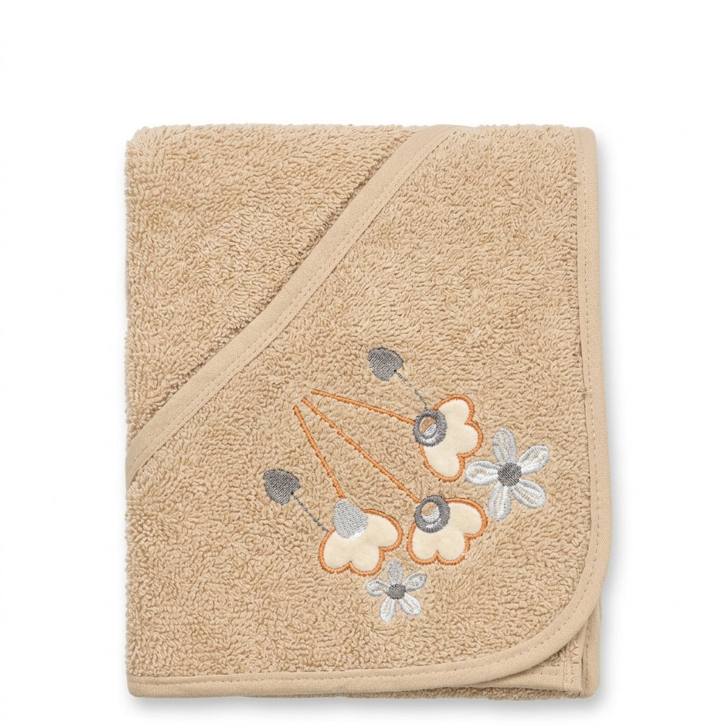 SENIORS BABY BATH TOWEL FLOWER SKIN BROWN