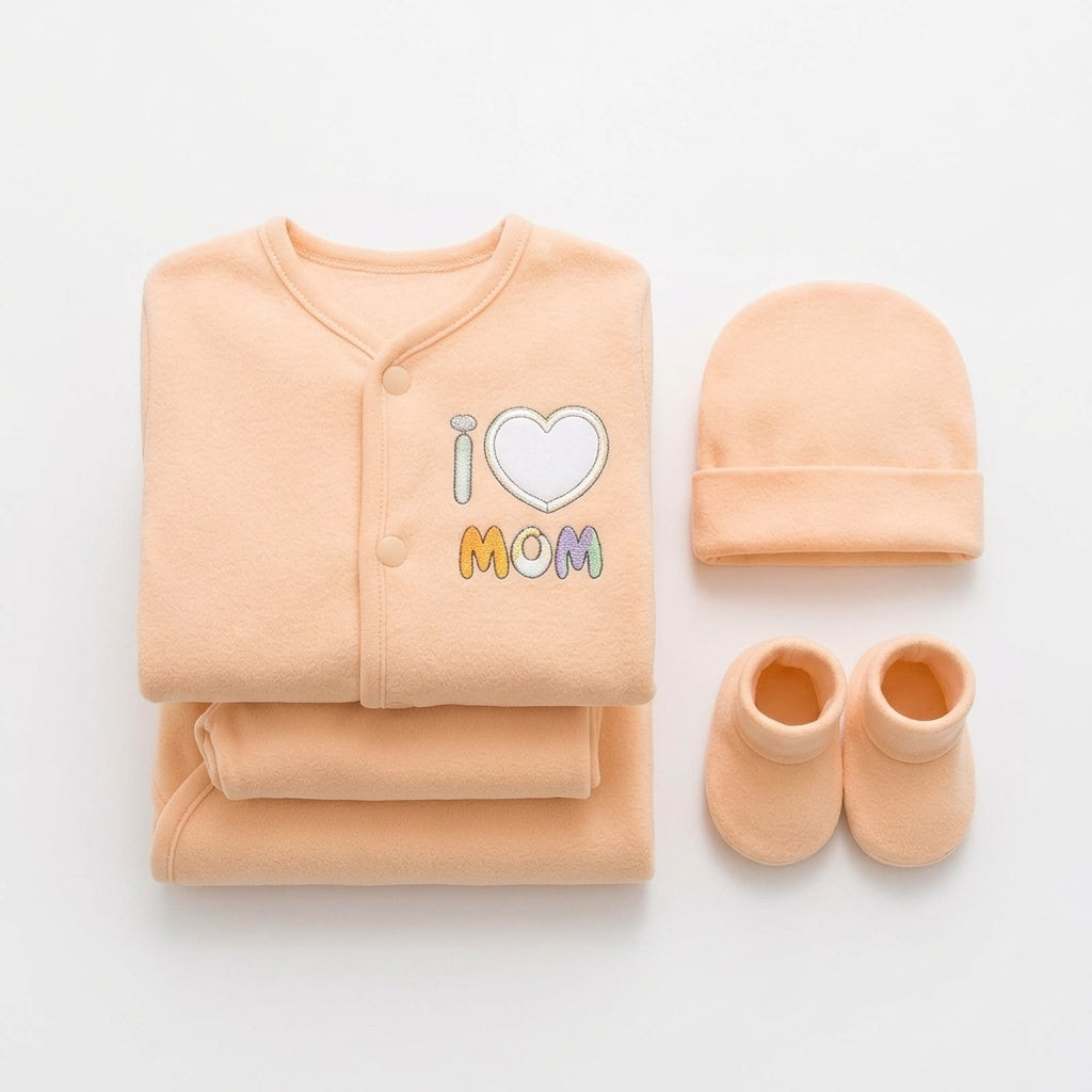 BABY STARTER SET 5 PIECES KOTRAI EMB I LOVE MUMMY PEACH