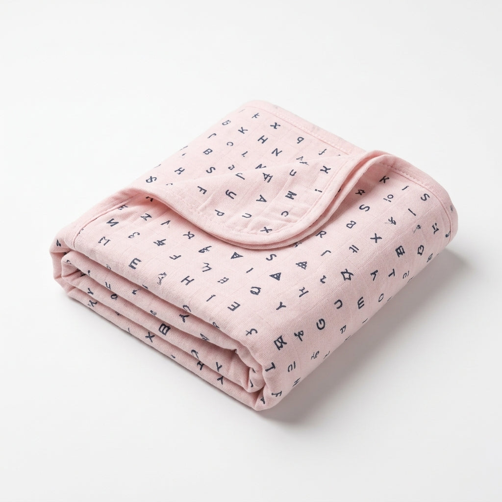 SOFT FABRIC BABY SWADDLE WRAP LIGHT PINK MICKEY & HEART PRINT KIDZO