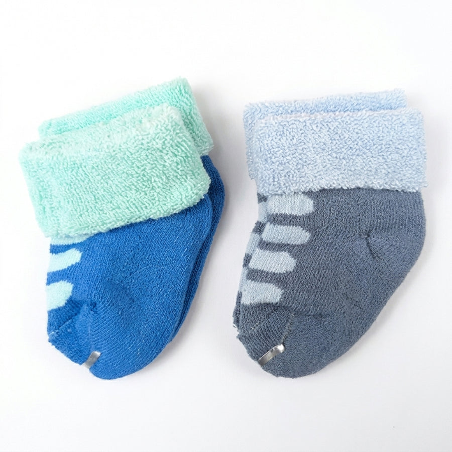 2 PACK BOY TERRY COTTON SOCKS OCEAN BLUE & DENIM BLUE (1-2YEARS)