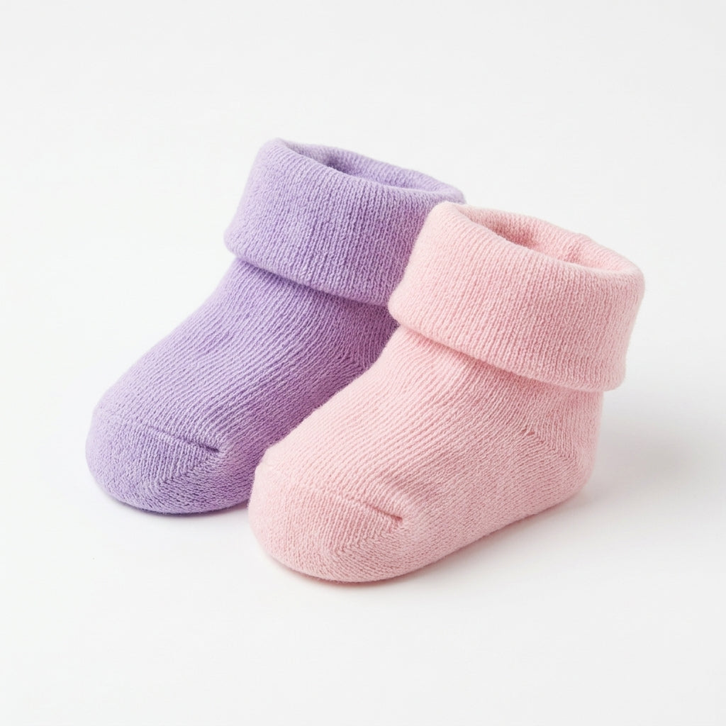 SOFT COTTON BABY SOCKS PACK OF 2 (0-3M)