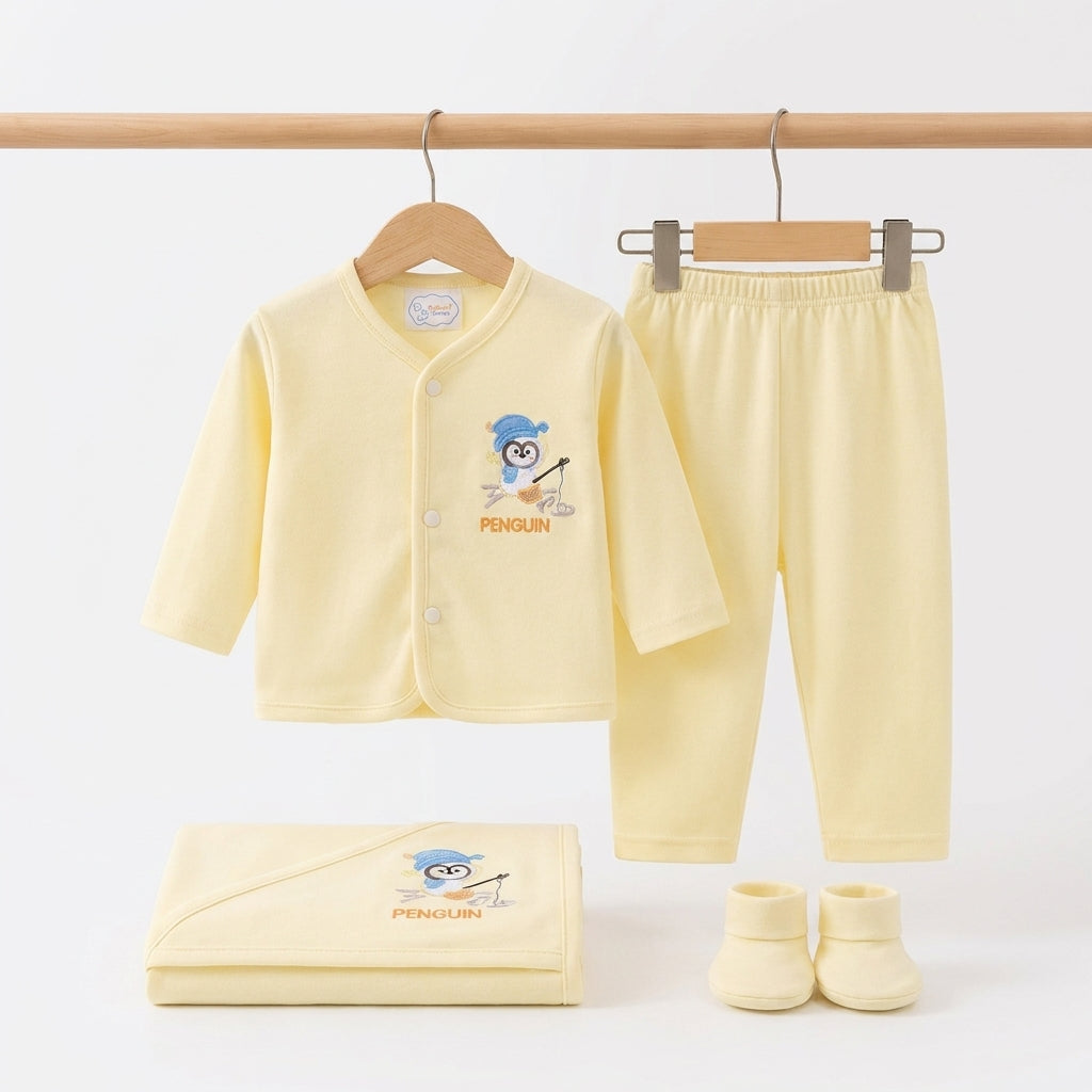 BABY STARTER SET 5 PIECES KOTRAI EMB PENGUIN YELLOW