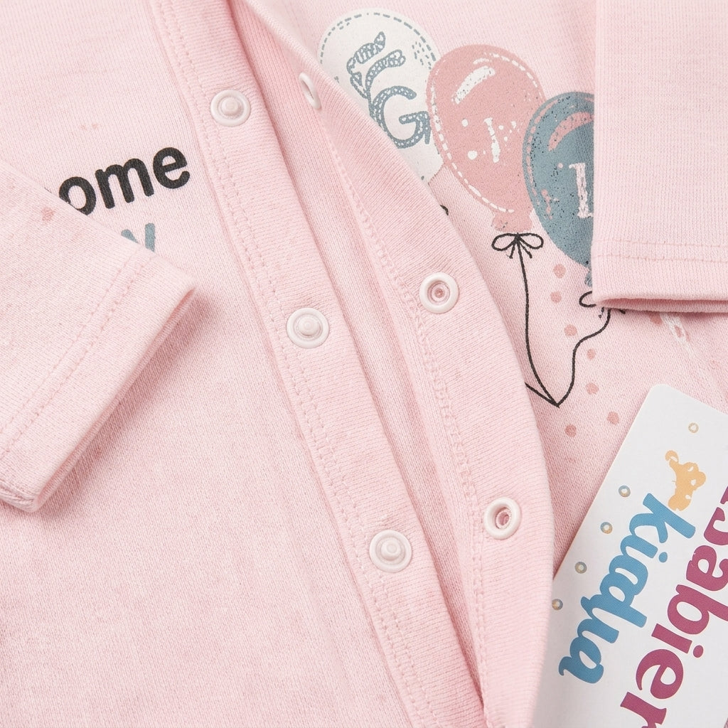 STARTER SET 11 PIECES BABY NEW BORN ESSENTIALS WELCOM BABY PRINT PINK COLOUR