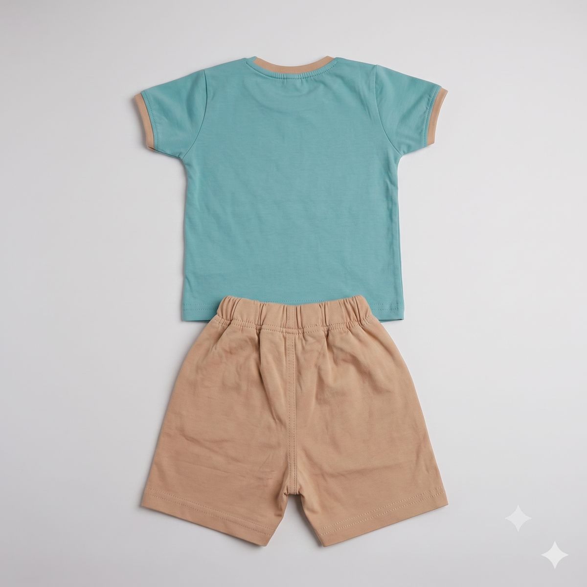 Imported Fabric Mario Summer Outfit - Teal & Beige