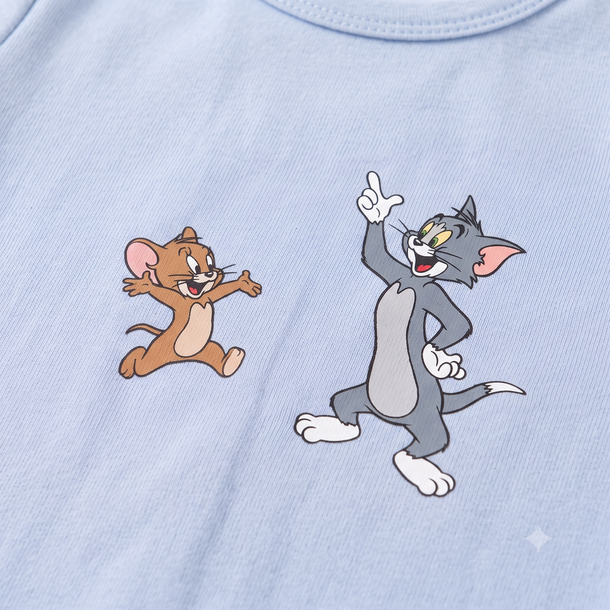 Baby Cotton Rompers 3-Pack, Sky Blue Tom & Jerry Print