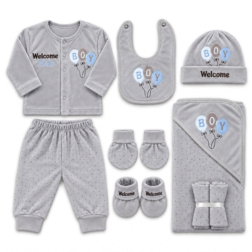 NEWBORN BABY 11 PCS BLOR WELCOME BABY STARTER SET – GRAY