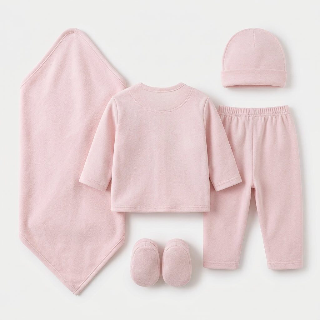 BABY SUIT 5 PIECES SET BABY CAR PINK COLOR KOTRAI