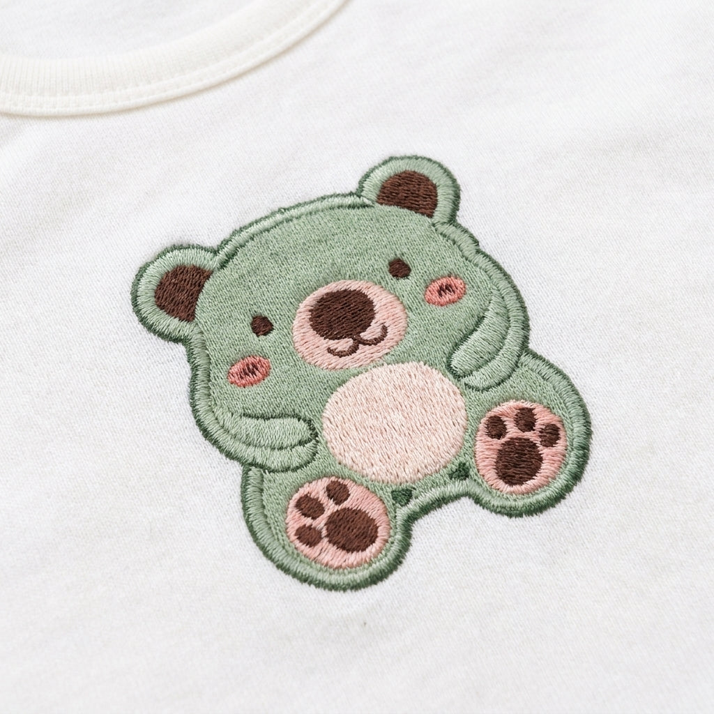 NEWBORN BABY 11 PCS BLOR CUTE BEAR PRINTED STARTER SET – WHITE & GREEN