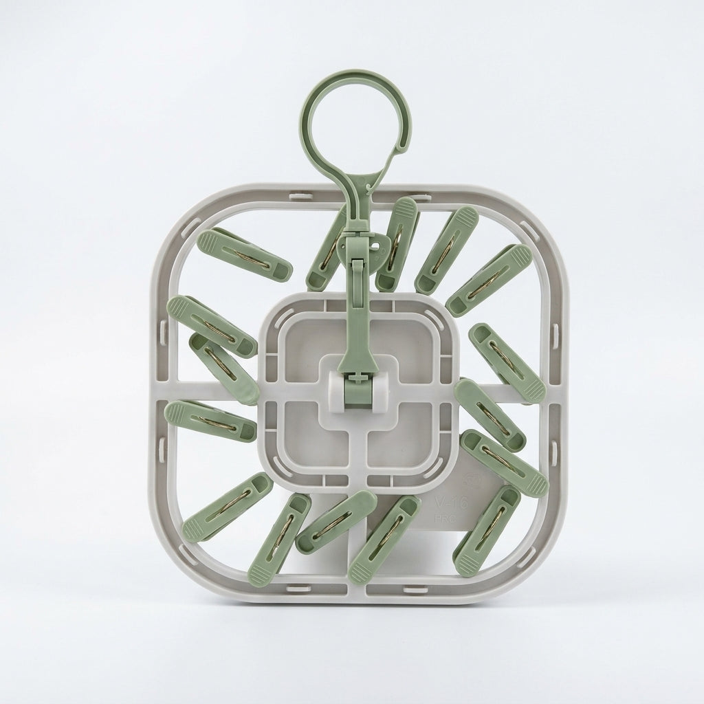 Green Edition Multi Use Laundry Hanger 16 Heavy-Duty Clips 360° Rotating