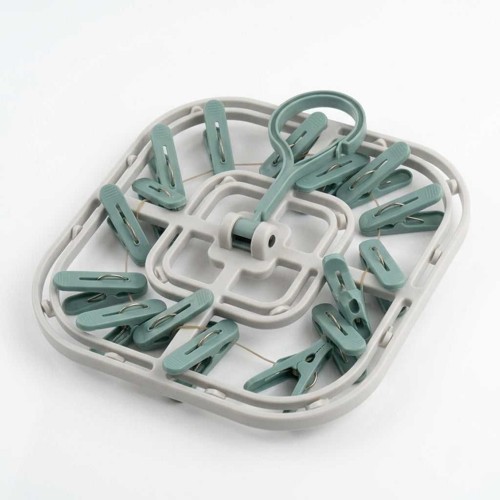 Cyan Edition Multi Use Laundry Hanger 16 Heavy-Duty Clips 360° Rotating