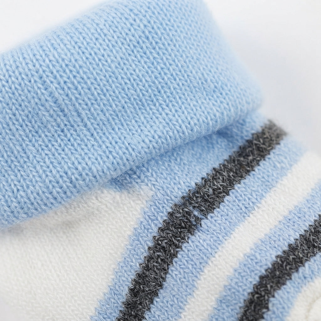 BABY STRIPED COTTON SOCKS PACK OF 2 (CYAN & BLUE)(0-3M)