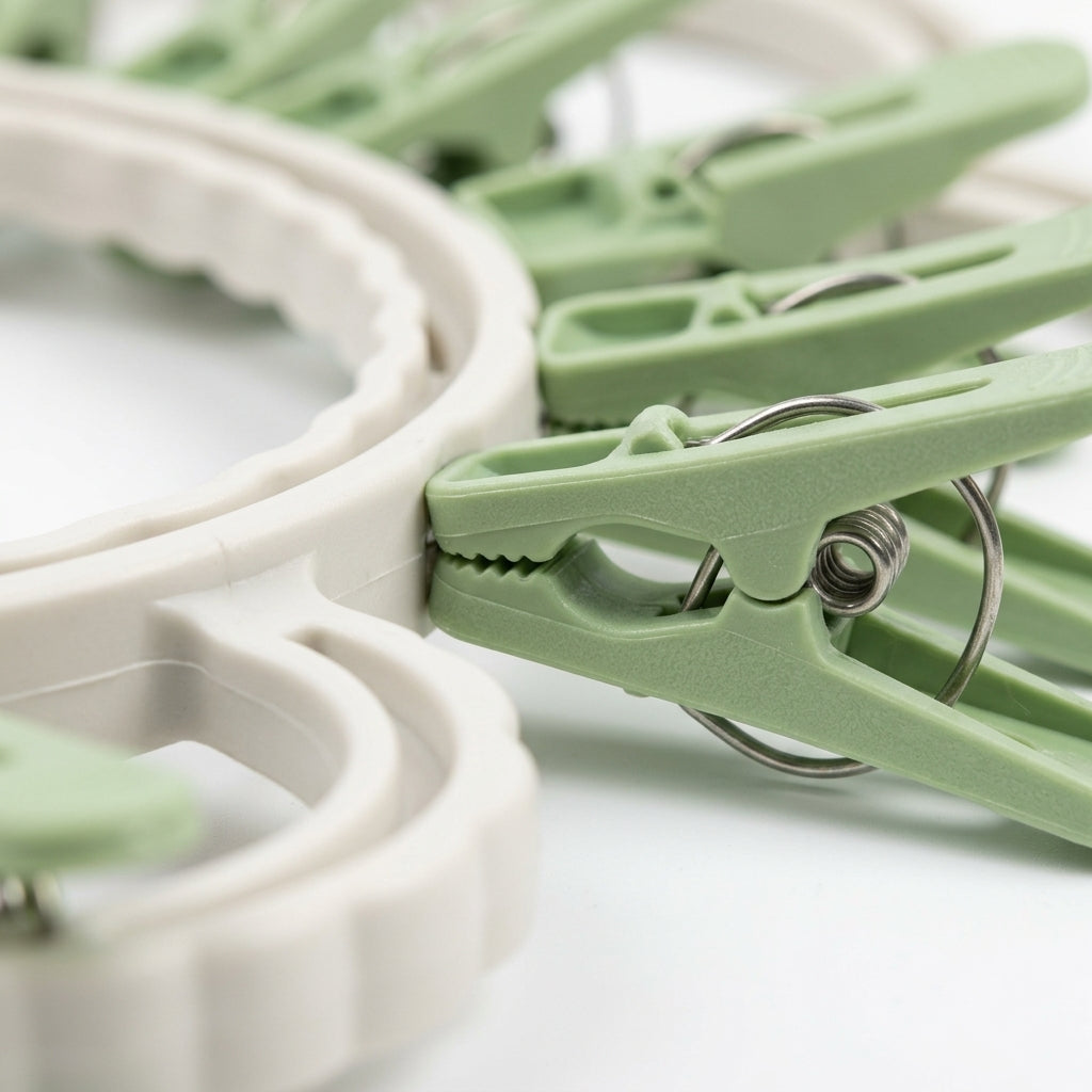 Premium Flower Shape Baby Laundry Hanger 18 Heavy Duty Clips Light Green