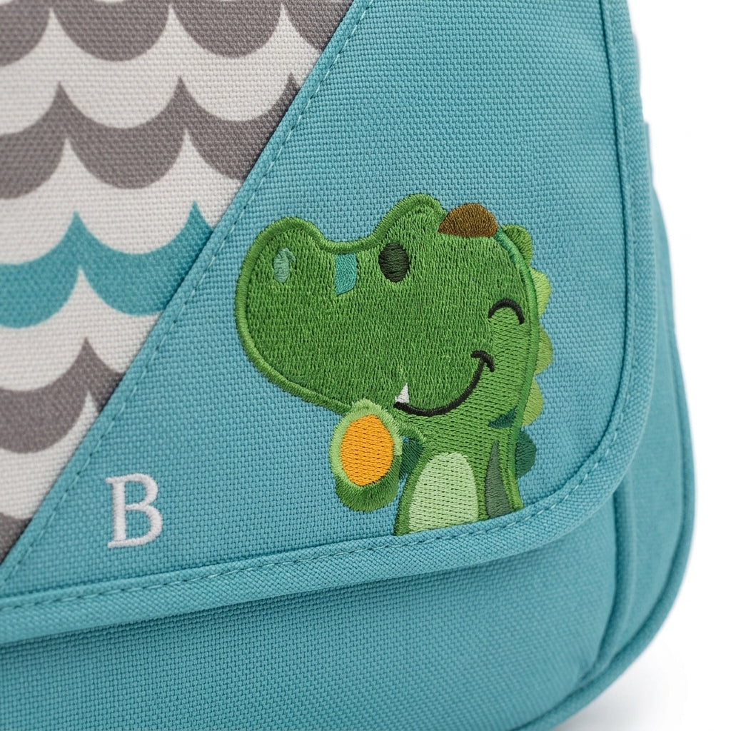 BABY BAG CHINA CUTE DINOSAUR MOTIF CYAN
