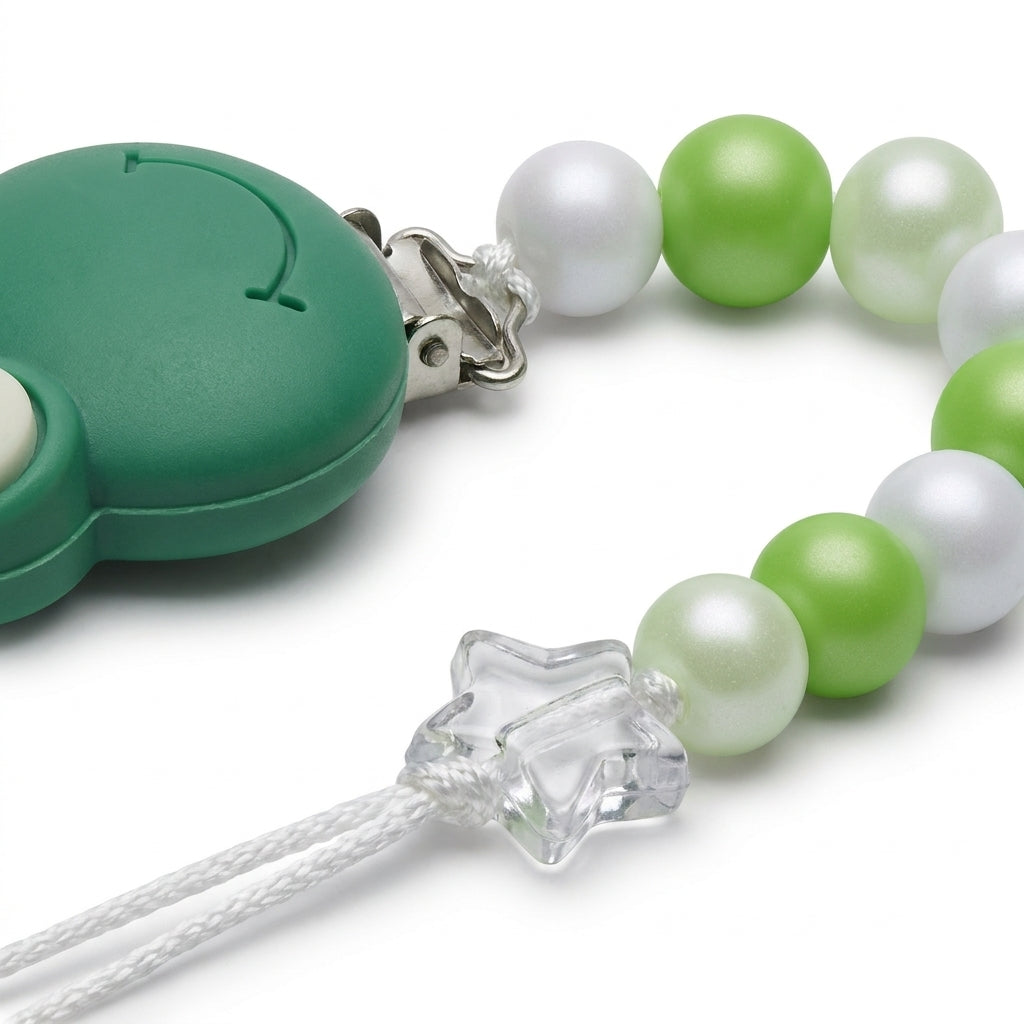 BABY PACIFIER CHAIN HOLDER FROG GREEN