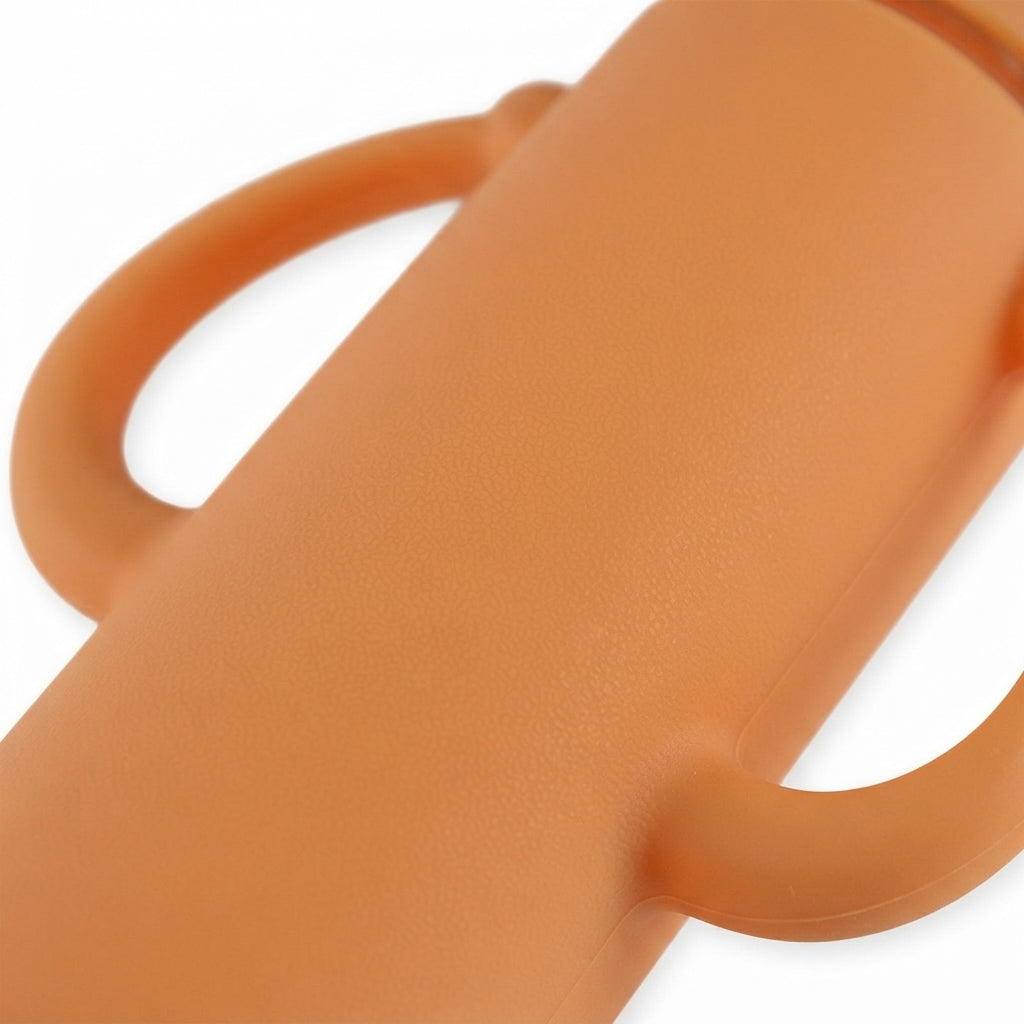 BABY GLASS FEEDER FULL COVER HANDLE ORANGE