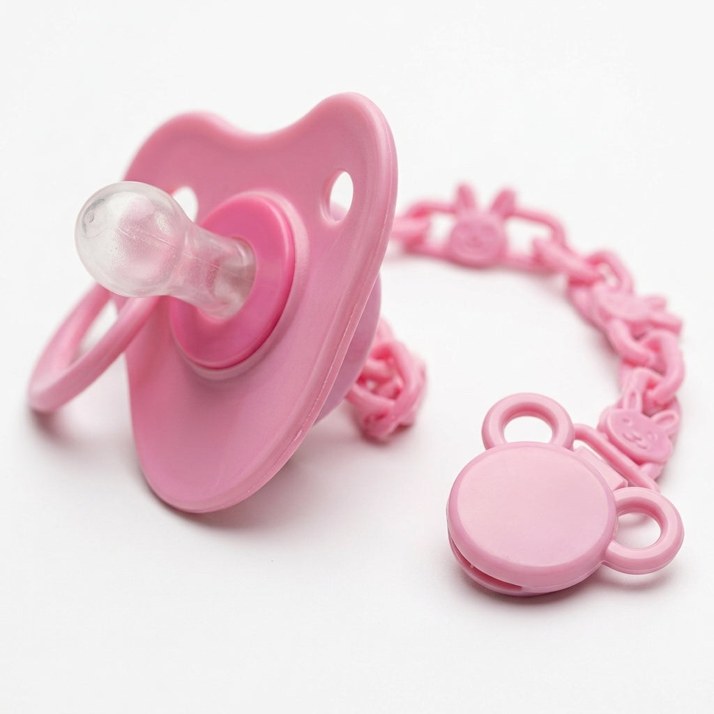 BABY PACIFIER WITH CHAIN CACTUS PINK