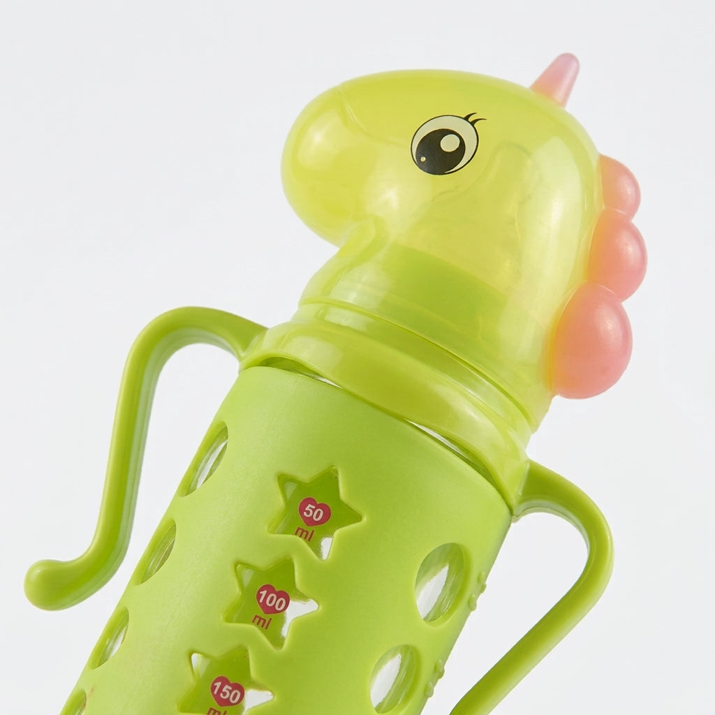 BABY GLASS FEEDER UNICORN GREEN FISH