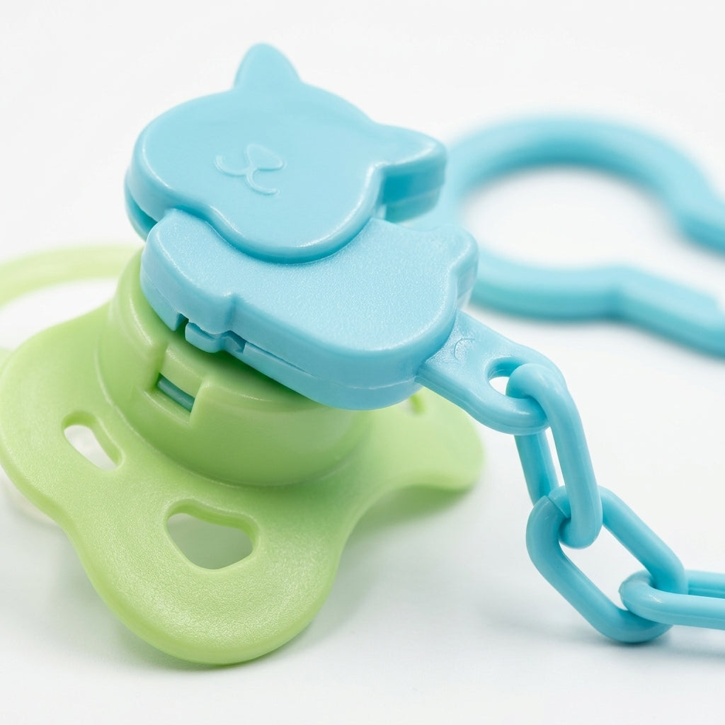BABY PACIFIER WITH CHAIN CACTUS GREEN