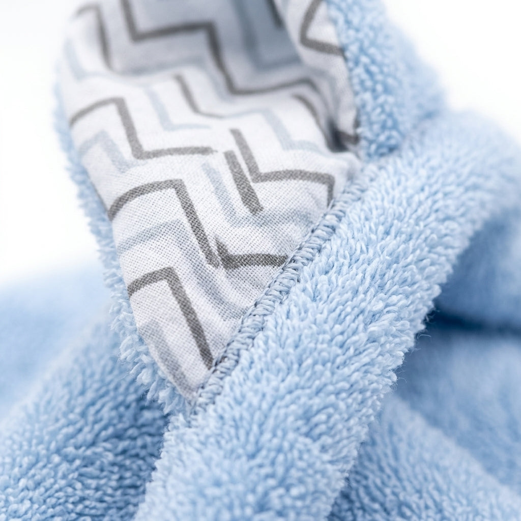 BABY HOODED BATH TOWEL ELEPHANT BLUE FANCY