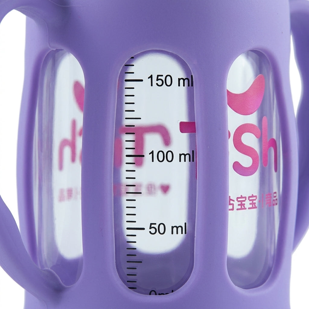 BABY GLASS FEEDER CARTOON BEAR PURPLE FISH