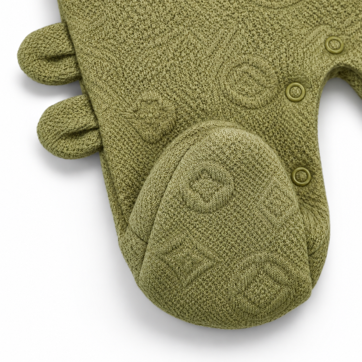 Green & White Bunny Dungaree Romper & Shirt Set – Olive Footed Leg Texture Detail