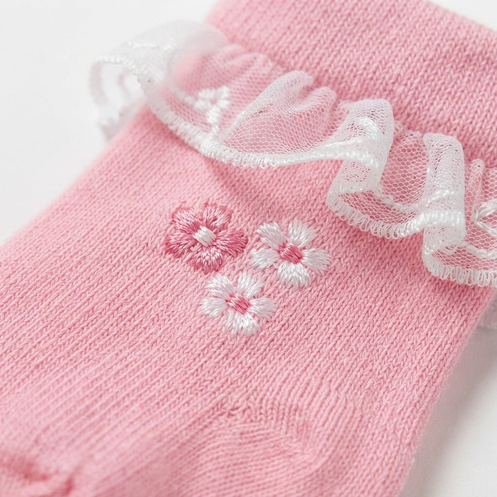CARTERS IMPORTED 3 PIECE BABY GIRLS FLORAL RUFFLE SOCKS SET SIZE 12M