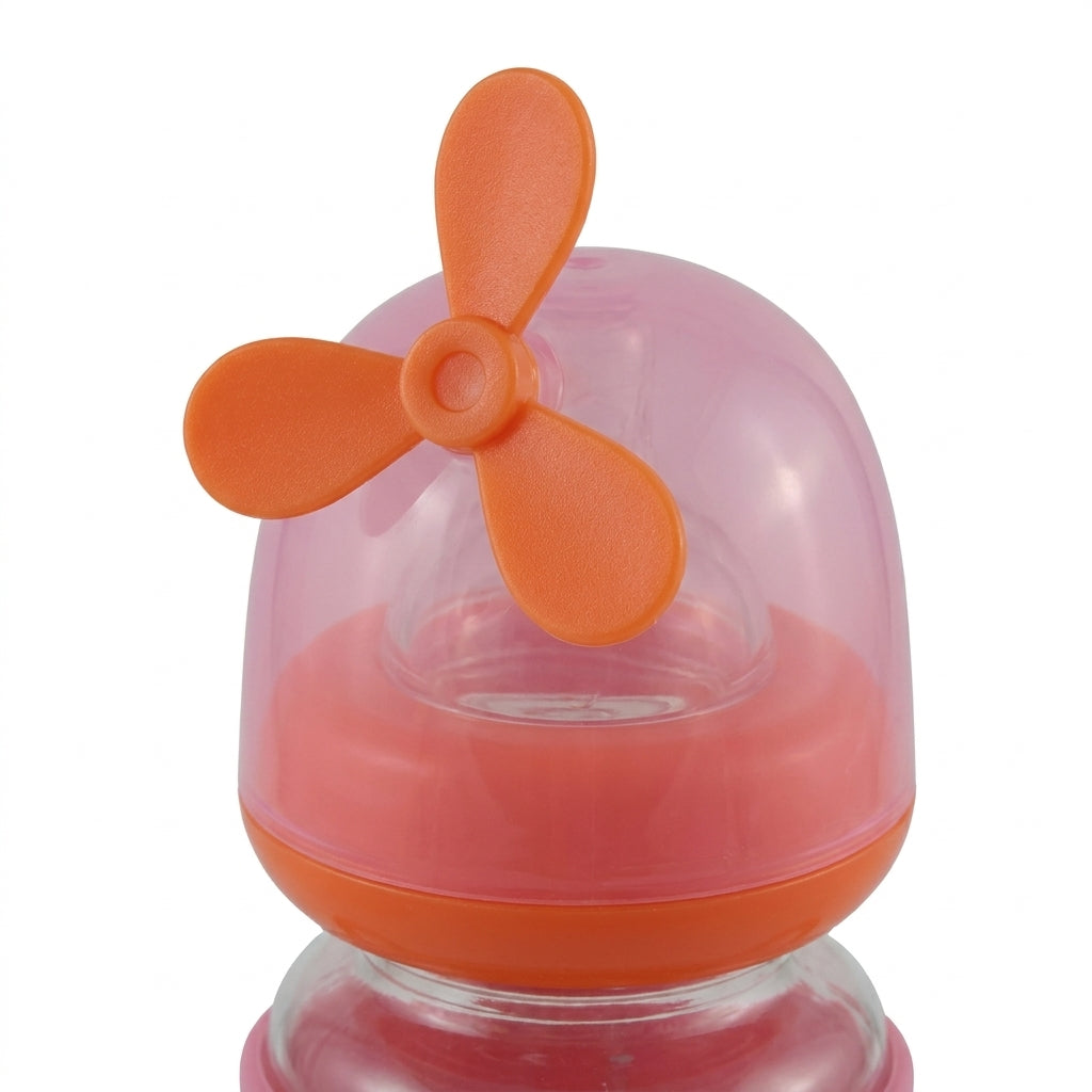 BABY GLASS FEEDER FAN CAP PINK YES