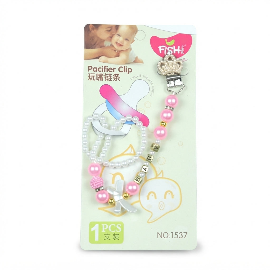 BABY FANCY PACIFIER CLIP PINK