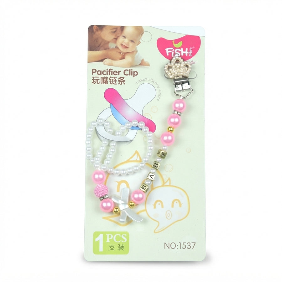 BABY FANCY PACIFIER CLIP PINK