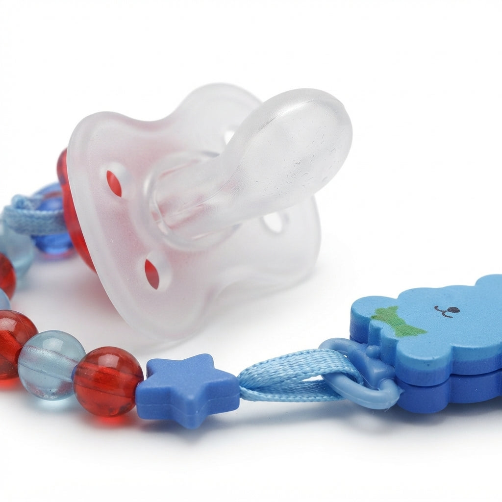BABY PACIFIER WITH CHAIN BEAR BLUE