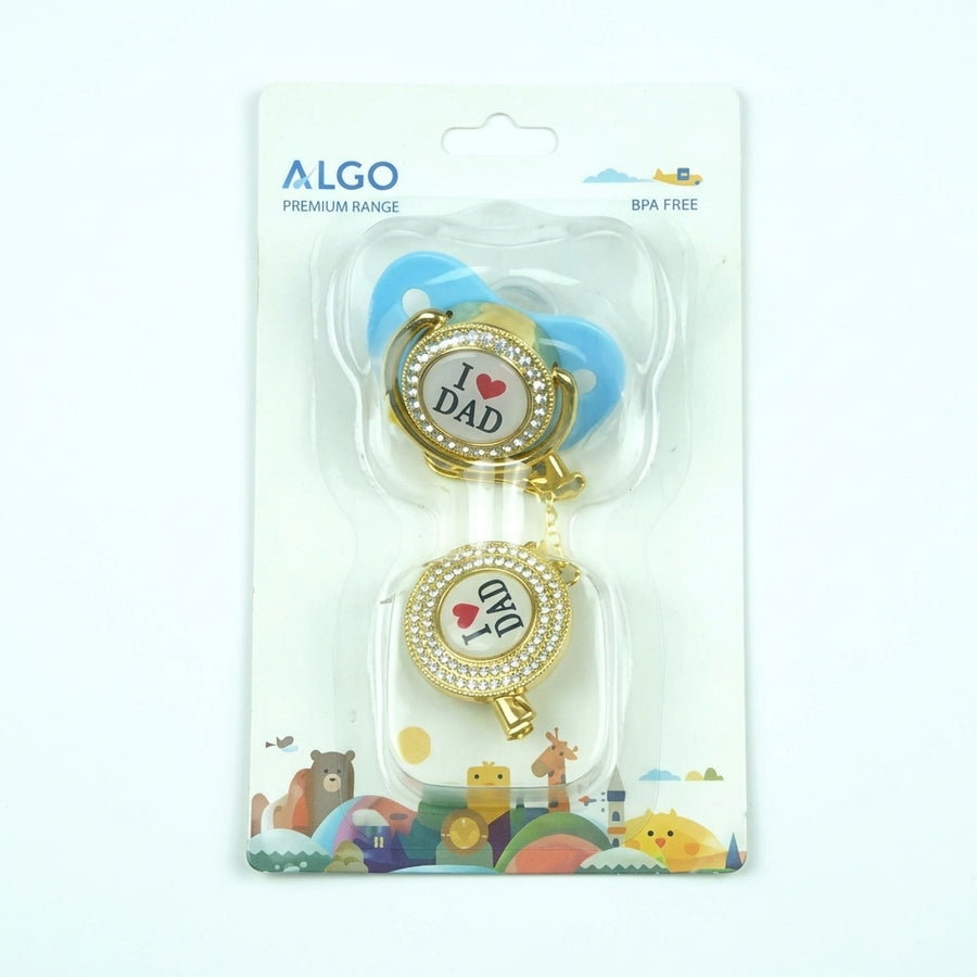 BABY PACIFIER SILICON I LOVE DAD CYAN