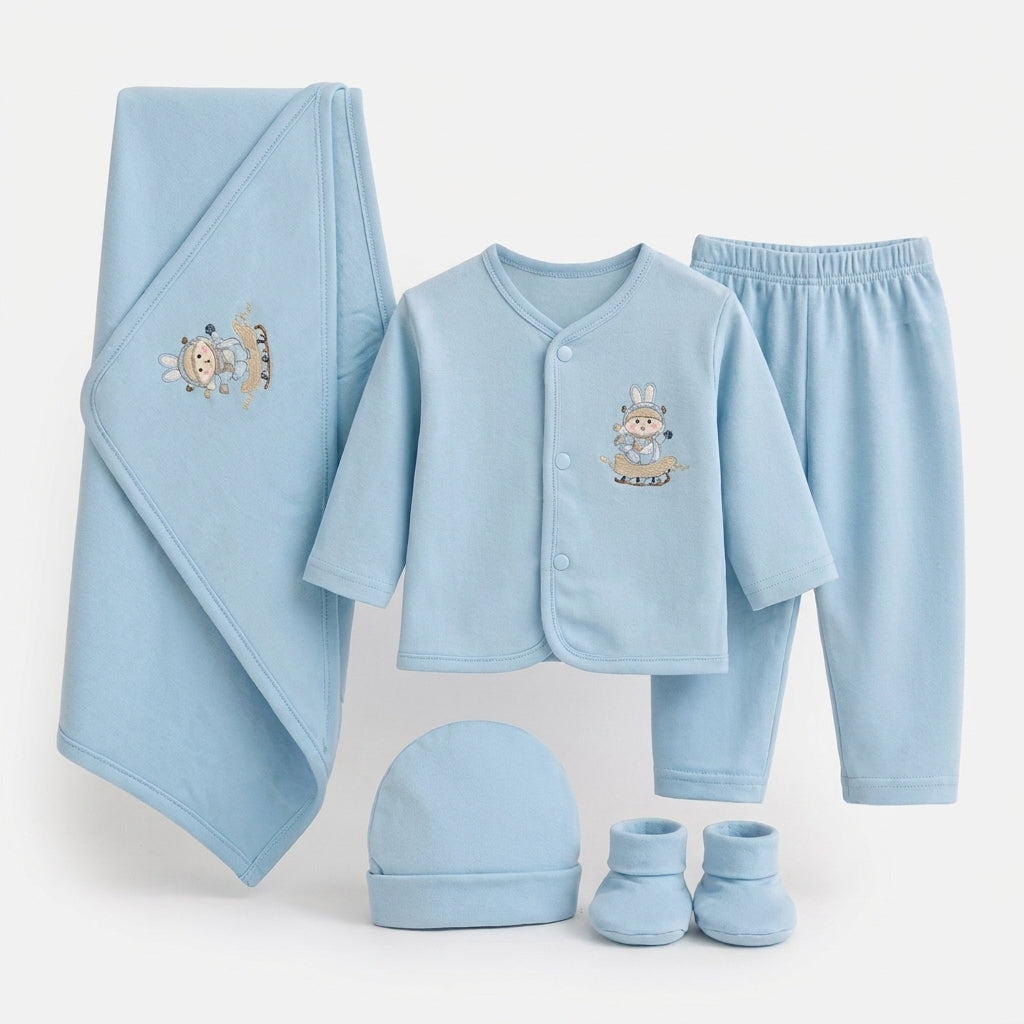 BABY STARTER SET 5 PIECES KOTRAI EMB PENGUIN MINT