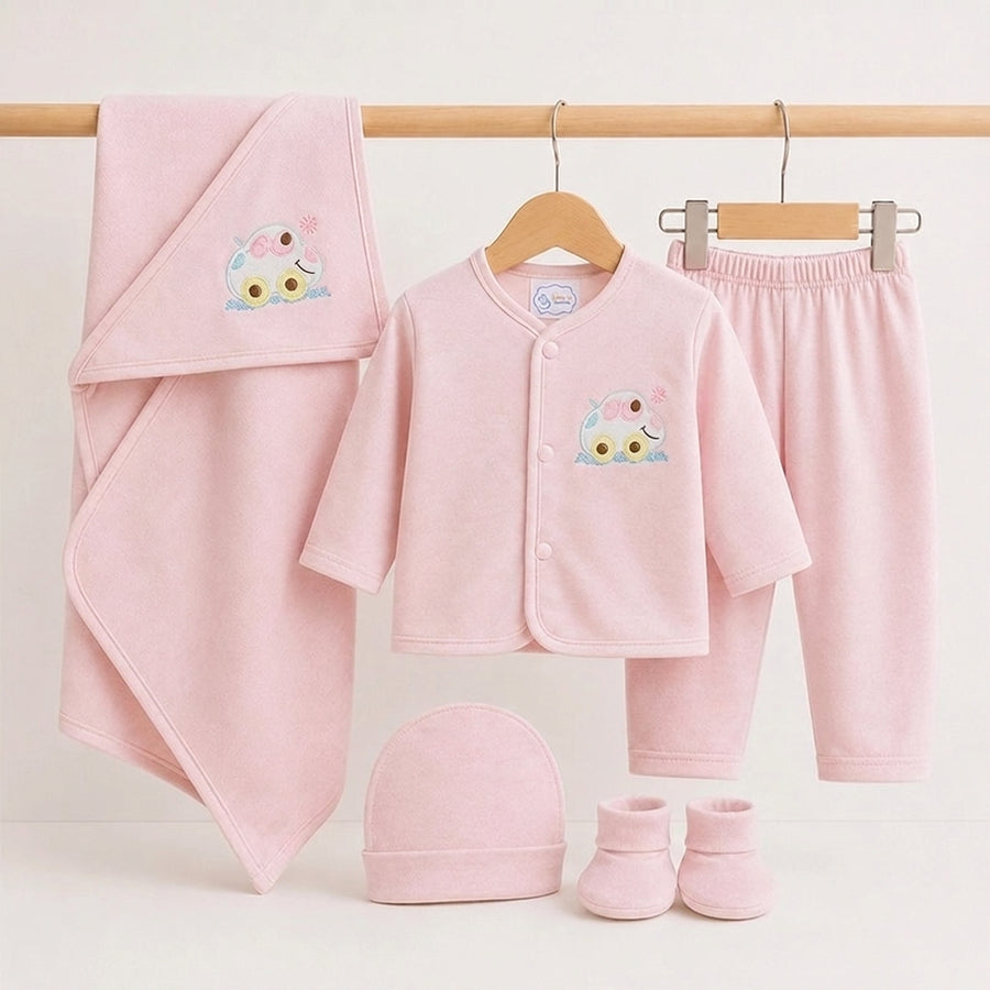 BABY SUIT 5 PIECES SET BABY CAR PINK COLOR KOTRAI