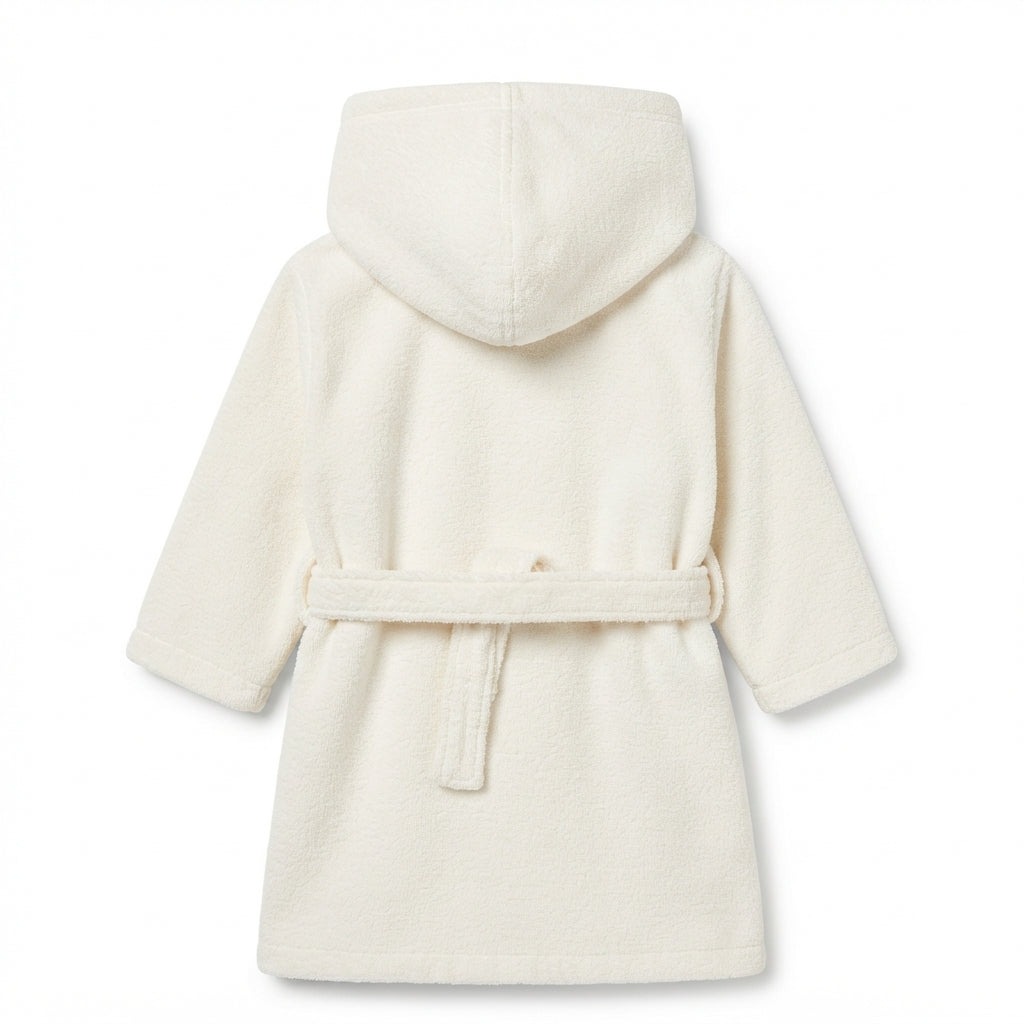 ULTRA SOFT HOODED BABY BATH GOWN OFF WHITE 6-9 MONTHS