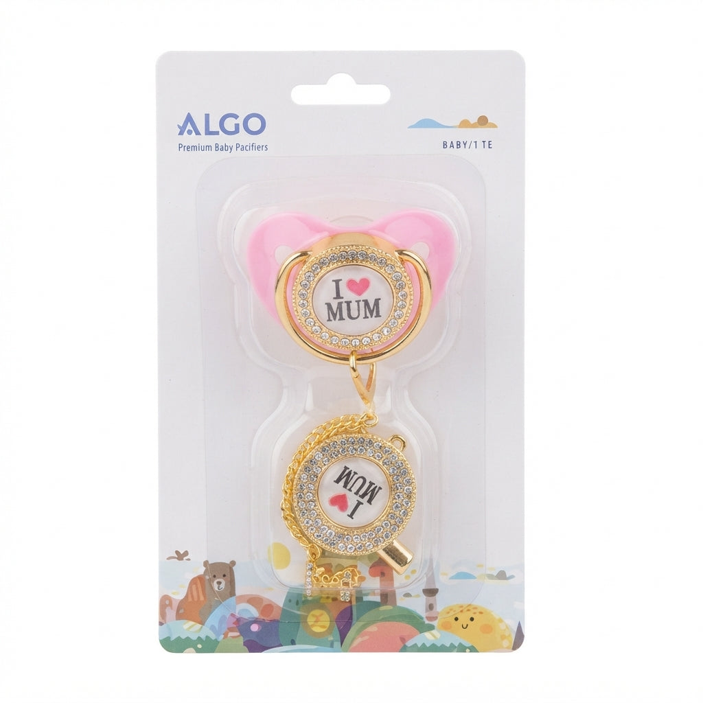 BABY PACIFIER SILICON I LOVE MUM PINK