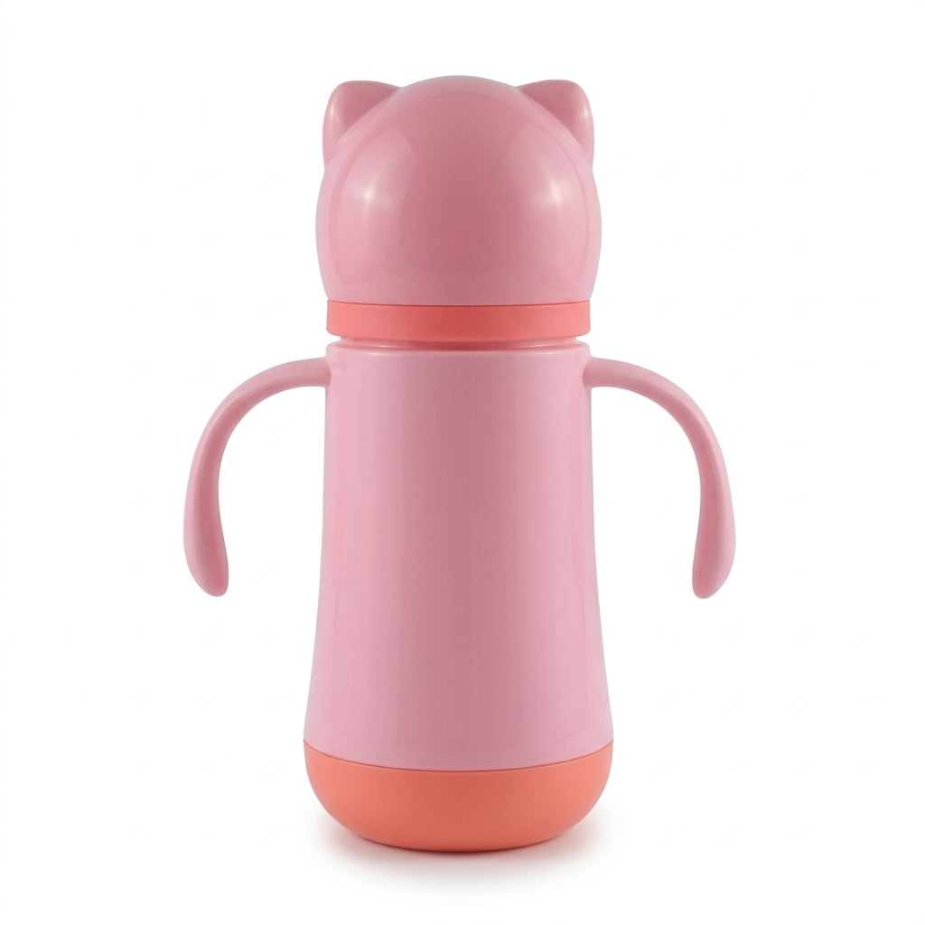 BABY GLASS FEEDER CAT PINK