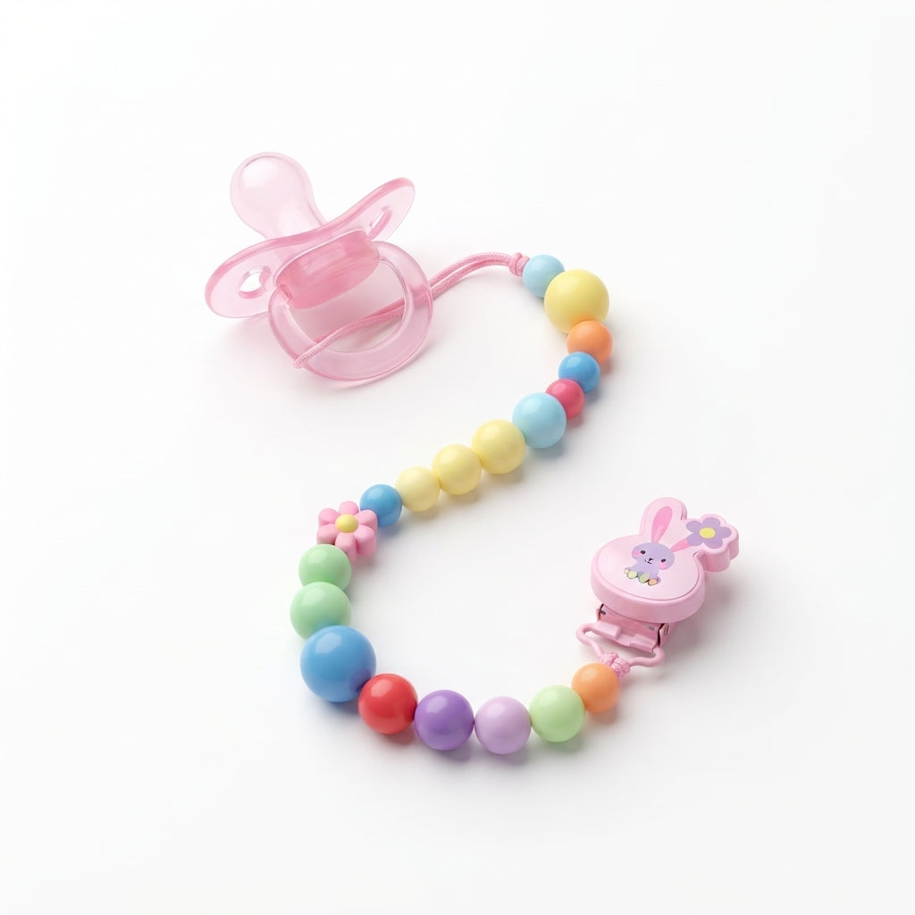 BABY PACIFIER SILICONE WITH CHAIN LIGHT PURPLE